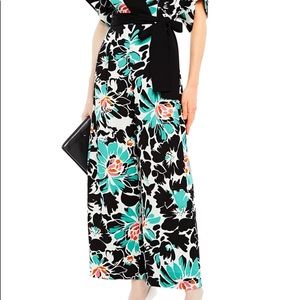 DVF Karissa wrap floral print wide leg jumpsuit. Measurements In Description